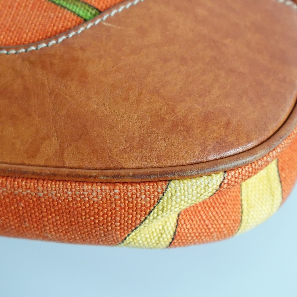 Vintage Miu Miu Orange Buckled Graphic Canvas Leather Shoulder Bag Y2K 90s - Picture 9 of 16